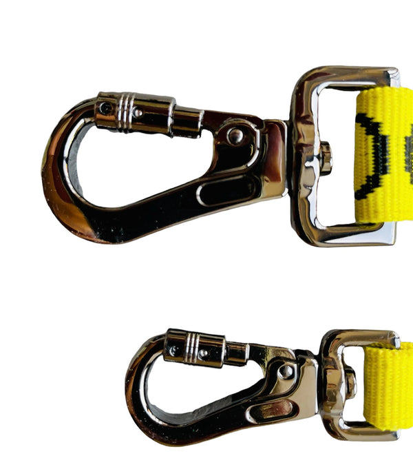 KEEP DOGS AWAY YELLOW SPACE AWARENESS DOG LEAD WITH CARABINER CLIP 1M M/L