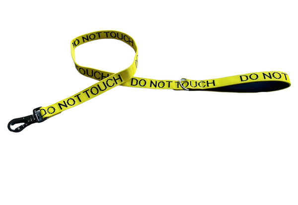DO NOT TOUCH YELLOW SPACE AWARENESS DOG LEAD WITH CARABINER CLIP -M/L