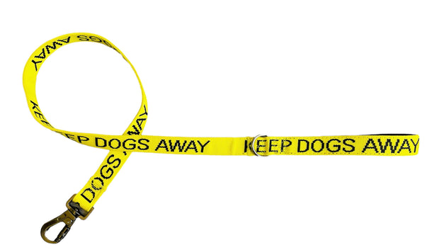 KEEP DOGS AWAY YELLOW SPACE AWARENESS DOG LEAD WITH CARABINER CLIP 1M M/L