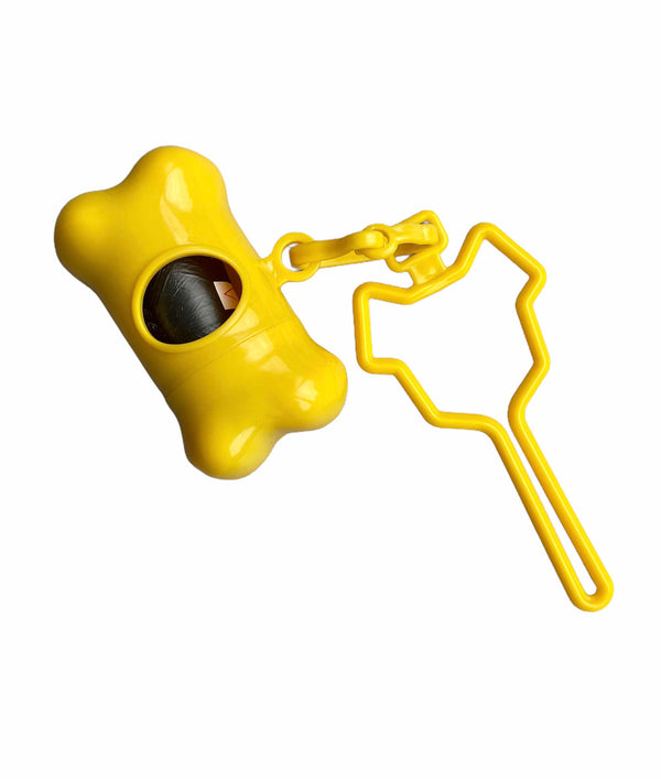 My Anxious Dog ANXIOUS yellow dog lead M/L with Poo Bag Holder & Poop Porter