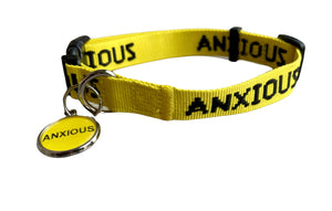 My Anxious Dog Yellow Space Awareness Dog Collar "ANXIOUS"