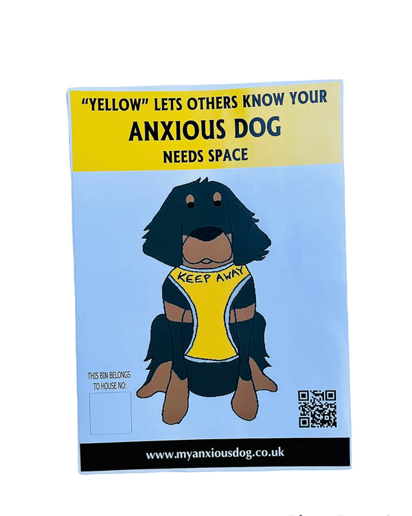 My Anxious Dog A4 Wheelie Bin Yellow Space Awareness Sticker