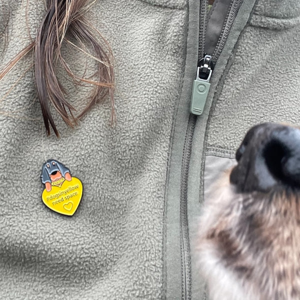 #dogsinyellow enamel pin badge