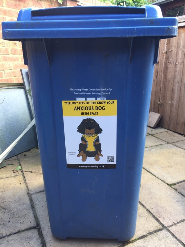 My Anxious Dog A4 Wheelie Bin Yellow Space Awareness Sticker