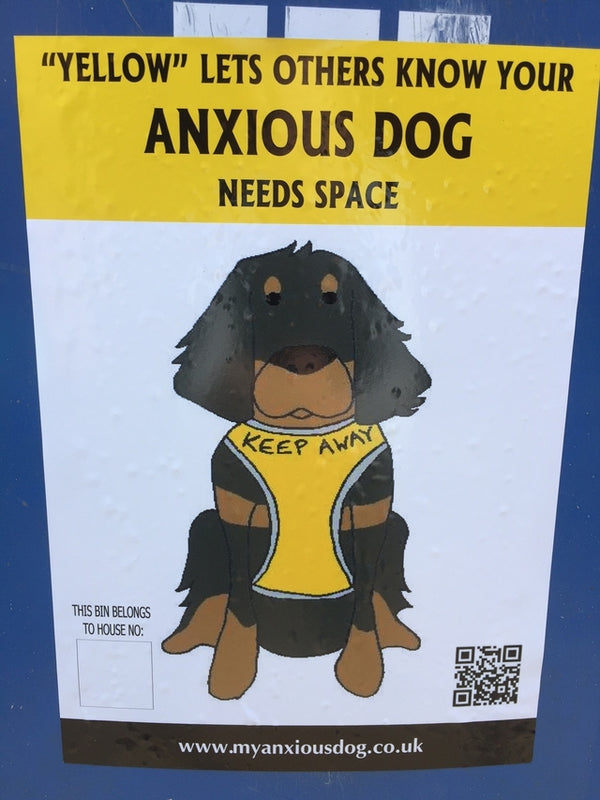 My Anxious Dog A4 Wheelie Bin Yellow Space Awareness Sticker