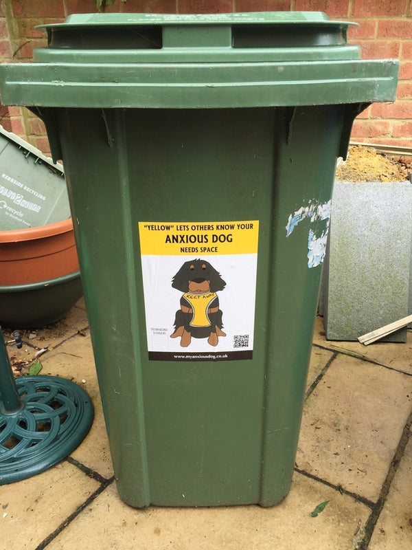 My Anxious Dog A4 Wheelie Bin Yellow Space Awareness Sticker