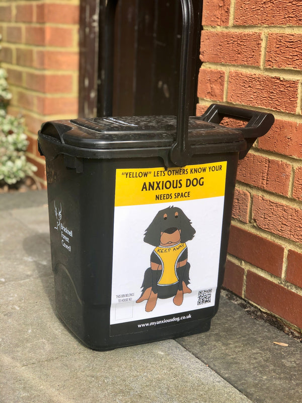 My Anxious Dog A4 Wheelie Bin Yellow Space Awareness Sticker