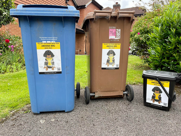 My Anxious Dog A4 Wheelie Bin Yellow Space Awareness Sticker