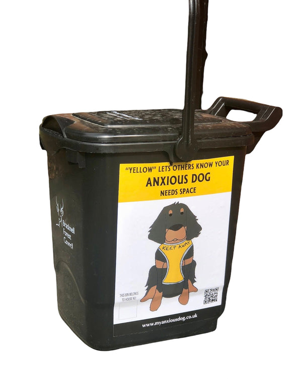 My Anxious Dog A4 Wheelie Bin Yellow Space Awareness Sticker