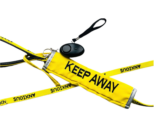 My Anxious Dog Panic alarm & Yellow Space Awareness KEEP AWAY lead slip kit